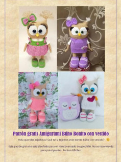 Patrón de Amigurumi: Búho Adorable con Vestido para Tejedores Avanzados