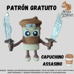 Patrón de Amigurumi: Capuchino Asesino con Espadas