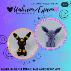 Patrón de Amigurumi: Crea tus propios Umbreon y Espeon con crochet.