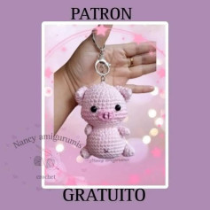 Patrón de amigurumi de cerdito adorable para llavero