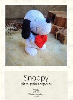 Patrón de amigurumi de perro con corazón rojo, gratis y adorable