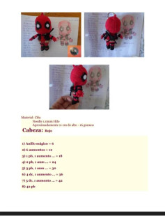 Patrón de amigurumi de superhéroe rojo con instrucciones detalladas
