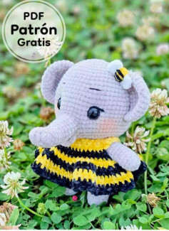Patrón de amigurumi: Elefante en vestido de abeja, descarga gratuita
