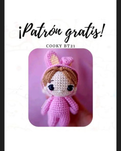 Patrón de amigurumi gratis: muñeco de crochet con orejas de conejo.