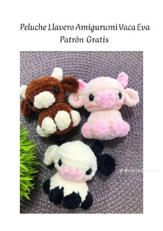 Patrón de Amigurumi: Llavero de Vaquita en Tres Colores Diferentes