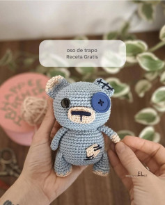 Patrón de Amigurumi: Oso de Trapo con Receta Gratuita