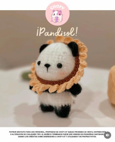 Patrón de amigurumi para crear un adorable panda con bufanda de crochet.