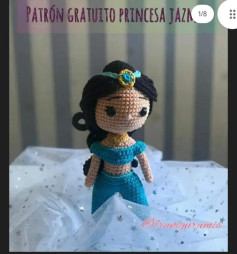 Patrón de amigurumi: Princesa Jazmín en vestido azul brillante