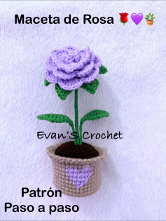 Patrón de Amigurumi: Rosa en Maceta con Corazón