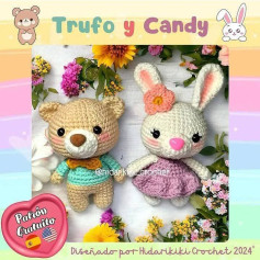 Patrón de amigurumi: Trufa el oso y Candy el conejo adorables