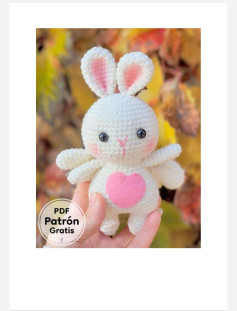 Patrón de crochet gratis: Conejito con corazón rosa para principiantes