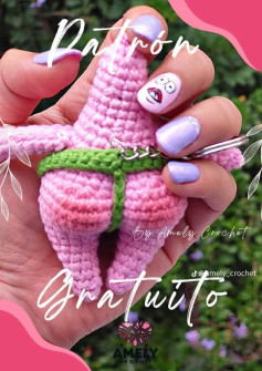 Patrón de crochet gratuito de personaje rosa divertido.