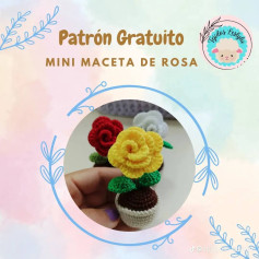 Patrón de crochet gratuito para crear mini macetas de rosas coloridas