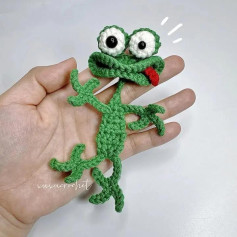 Patrón de crochet para crear un simpático lagarto verde