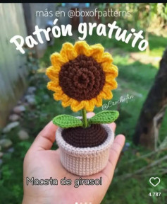 Patrón de girasol a crochet para decorar tu hogar.