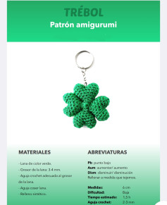 Patrón de trébol amigurumi: crea un llavero de la suerte