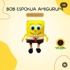 Patrón detallado para crear tu propio Bob Esponja de crochet