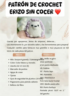 Patrón detallado para crear un adorable erizo de crochet sin costuras.