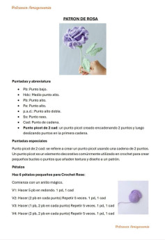 Patrón detallado para tejer una rosa de ganchillo con pétalos realistas