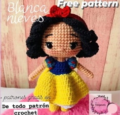 Patrón gratis para muñeca de crochet de Blancanieves