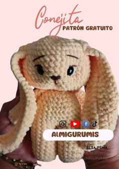 Patrón Gratis para Tejer Conejita Amigurumi de Peluche Suave