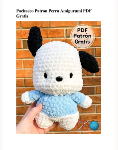 Patrón Gratuito Amigurumi de Perro Pochacco para Crochet