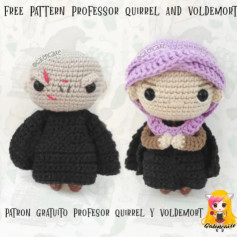 Patrón gratuito de muñecos amigurumi del profesor Quirrell y Voldemort