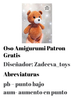 Patrón Gratuito de Oso Amigurumi con Instrucciones Detalladas