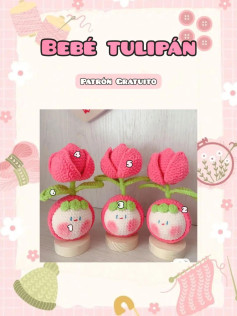 Patrón gratuito para tejer adorables tulipanes bebés en amigurumi
