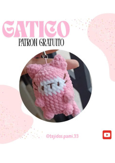 Patrón Gratuito para Tejer un Llavero de Gatito Rosa