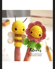Patrones de títeres de abeja y flor en amigurumi para principiantes