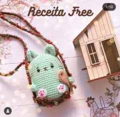 Receita de Amigurumi: Gatinho Verde com Peixe em Balanço