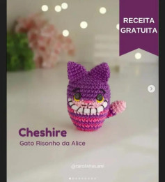 Receita de Amigurumi: Gato Risonho de Alice em Crochê