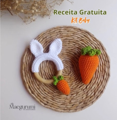 Receita de Amigurumi: Kit Cenoura e Orelha de Coelho para Bebês