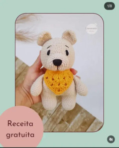 Receita de Amigurumi: Ursinho de Crochê com Lenço Amarelo