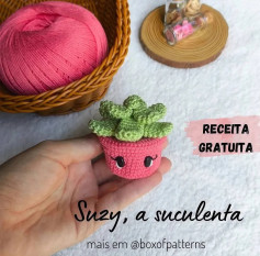 Receita de Crochê Grátis: Suzy, a Suculenta Fofa para Decorar!