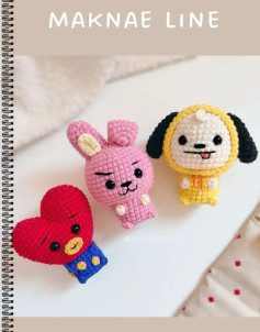 Três Bonecos de Amigurumi Estilo BT21 para Iniciantes