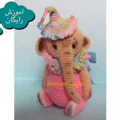 آموزش بافت عروسک فیل قلاب‌بافی رنگارنگ