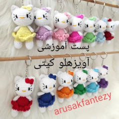 آموزش ساخت عروسک کیتی قلاب بافی رنگارنگ