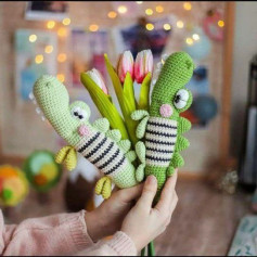 الگوی بافتنی کروکودیل‌های دوست‌داشتنی و زیبا
