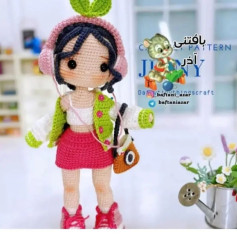 الگوی قلاب بافی عروسک دخترانه با هدفون