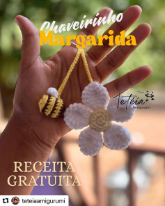 Chaveirinho de Margarida e Abelha: Receita Grátis para Amigurumi