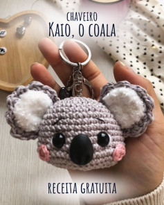 Chaveiro de Crochê: Kaio, o Coala - Receita Grátis