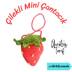 Çilek Şeklinde Mini Çantacık: Ücretsiz Örgü Tarifi