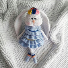Crochet Pattern for Adorable Bunny in Blue Dress