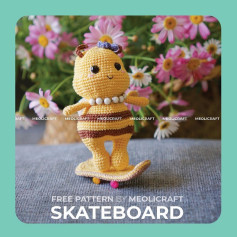 Crochet Pattern for Cute Bee on a Skateboard