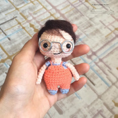 Crochet Pattern for Cute Doll with Glasses and Overalls