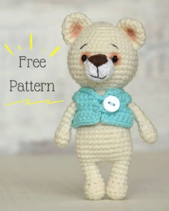 Cute Crochet Bear Pattern with Blue Vest - Free Amigurumi Tutorial