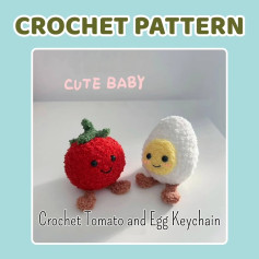 Cute Crochet Pattern for Tomato and Egg Keychain