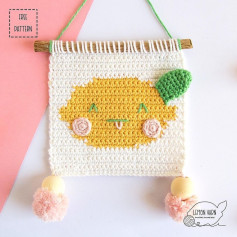 Cute Lemon Crochet Pattern Wall Hanging with Pom Poms